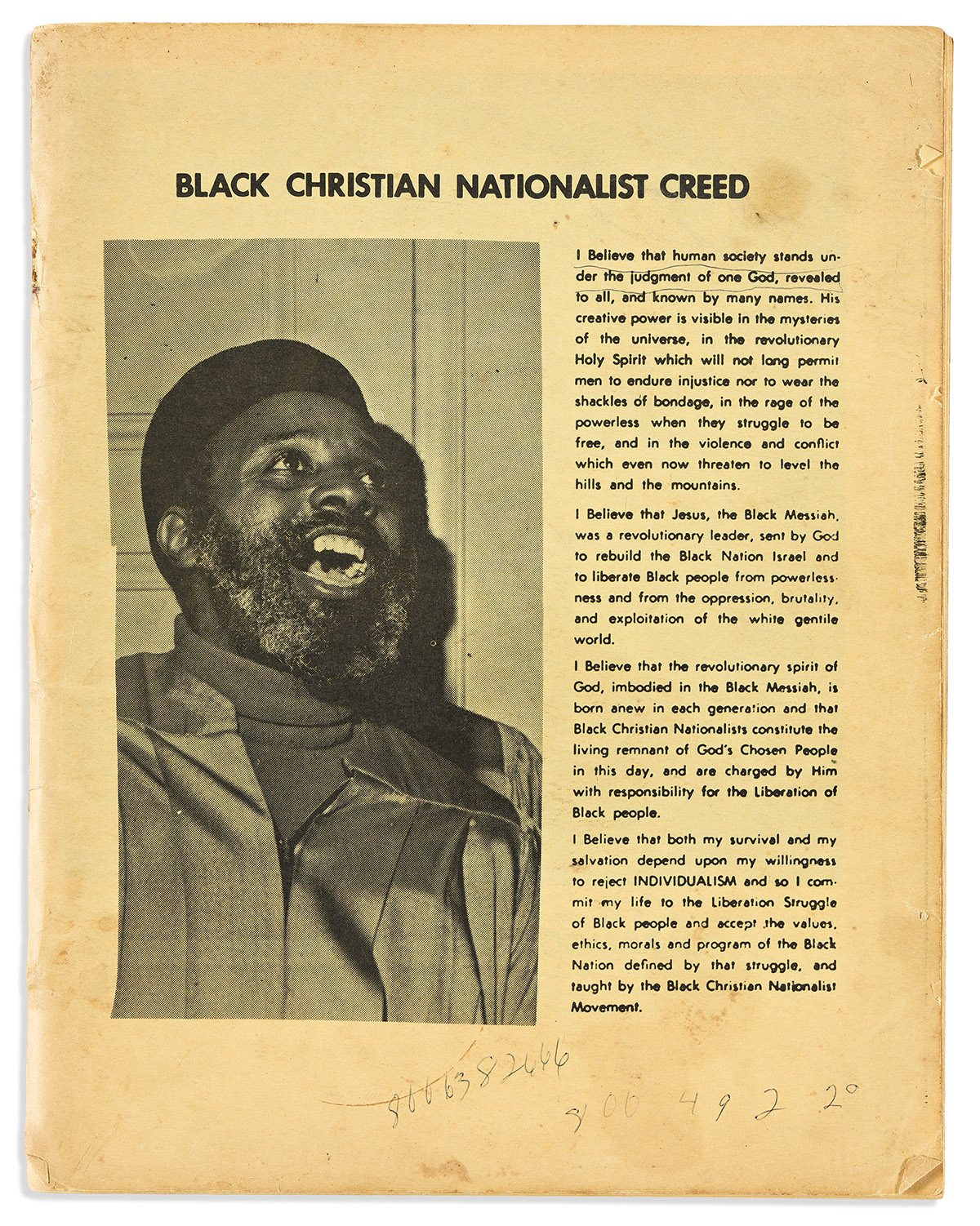 (BLACK POWER.) Program for a convention of the Black Christian Nationalist Movement.